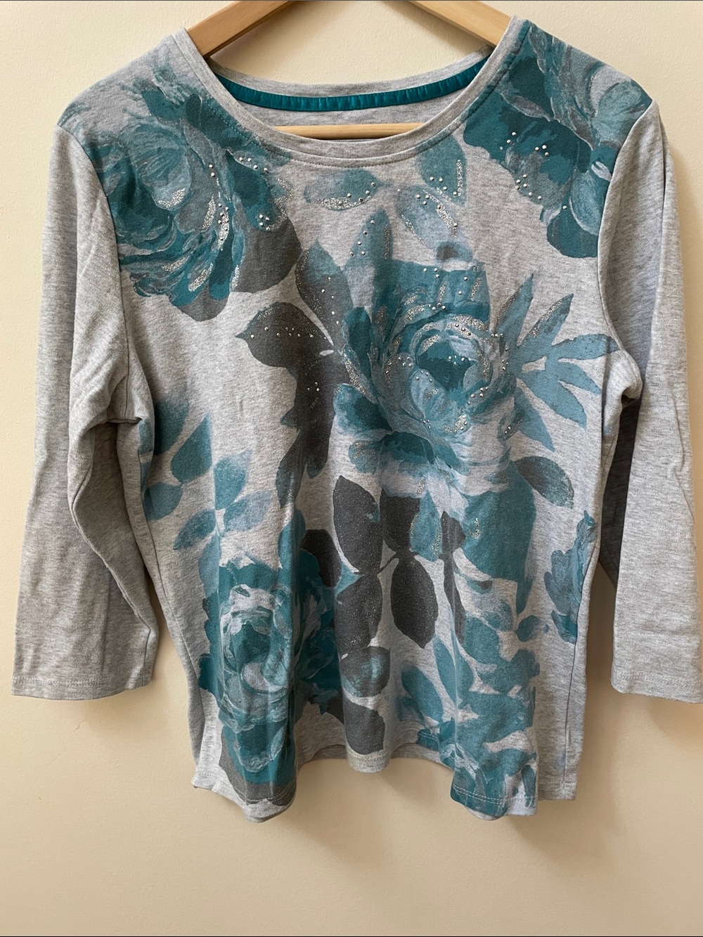 Y2K Vintage Rose glitter rhinestone Long Sleeve Top